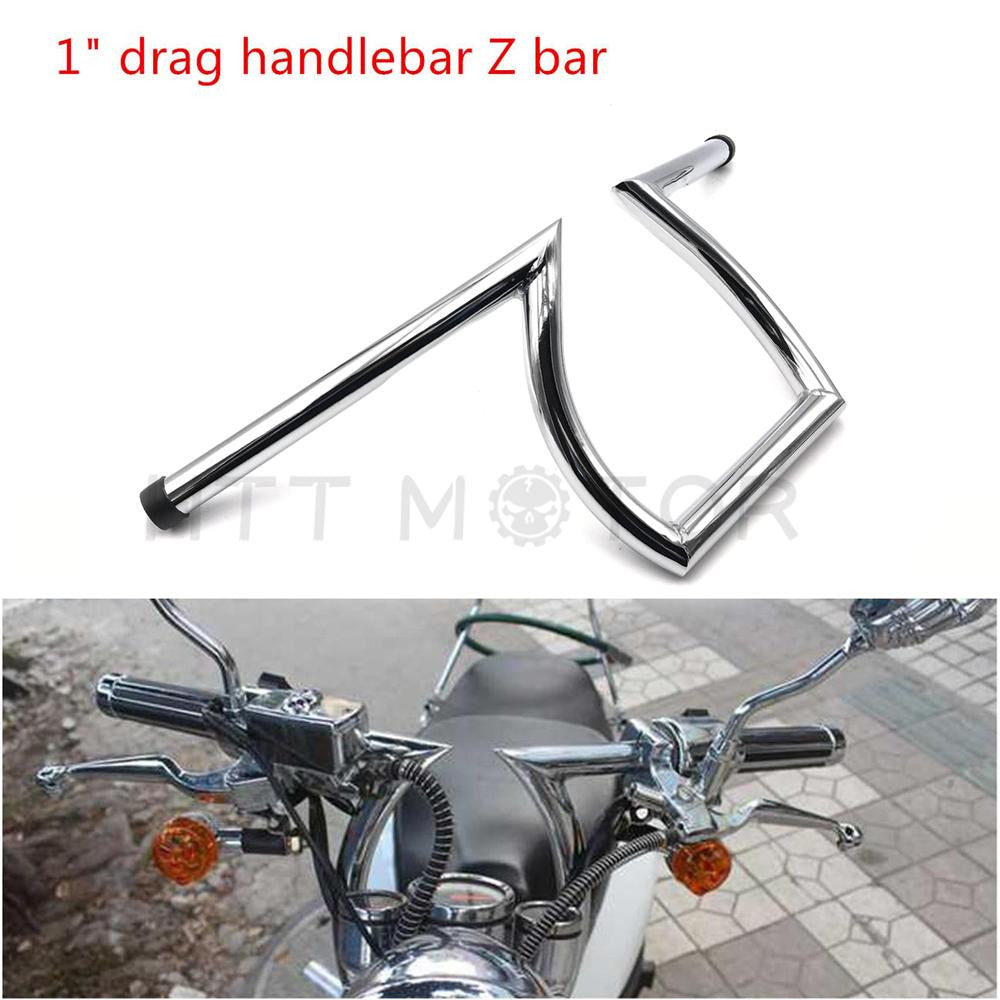 1" Z Bars Handlebars Chrome For Harley Custom Cho pper Softail Dyna XL Sportster 