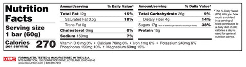 Outright Bar Nutrition Facts Chocolate Chip