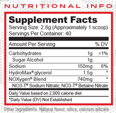 Noxygen Powder Suppfacts