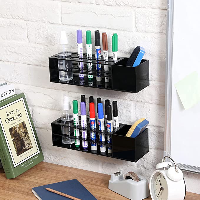 Clear Acrylic Wall Mounted Office Supplies Holder, Whiteboard