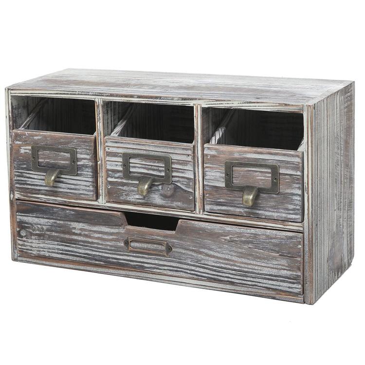 Rustic Dark Brown Wood Office Storage Cabinet/Jewelry Organizer w/ 3 Drawers 