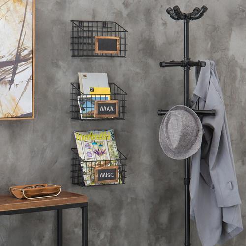 wall storage shelves with baskets
