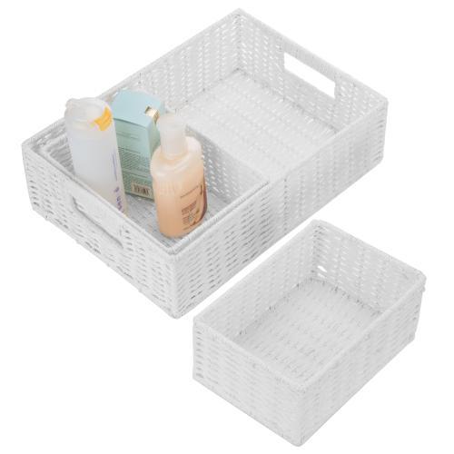 white paper rope storage baskets