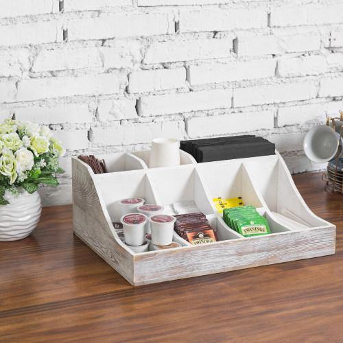 Whitewashed Wood Coffee & Tea Organizer MyGift