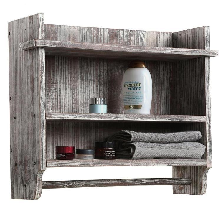 wooden bathroom towel rack shelf