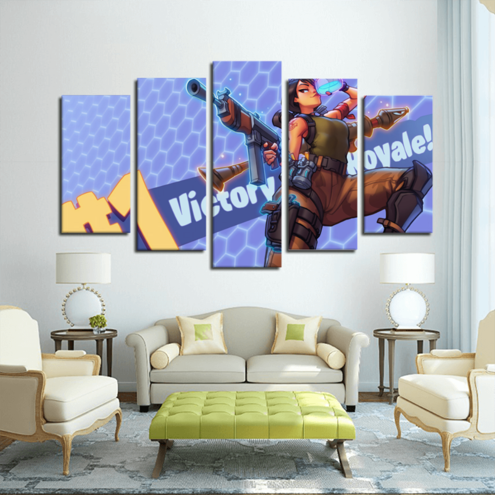 Fortnite 5 Panels Canvas Prints Wall Art For Wall Decorations Micustom