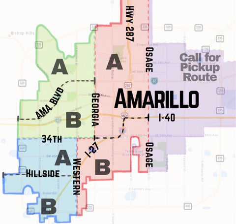 Porter Waste Solutions recycling pickup service map in Amarillo