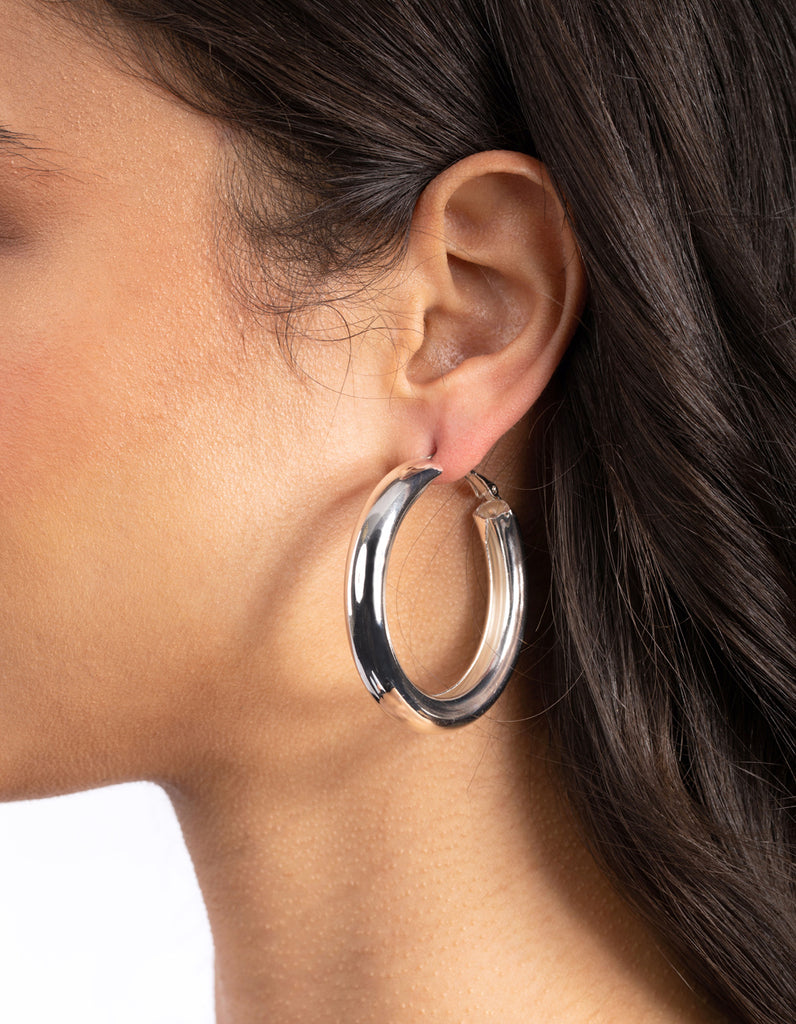 large chunky silver hoop earrings