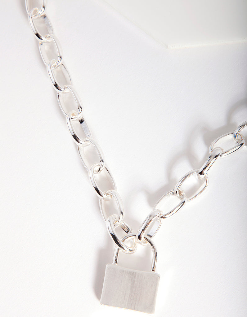Silver Padlock Chunky Chain Necklace Lovisa 1960