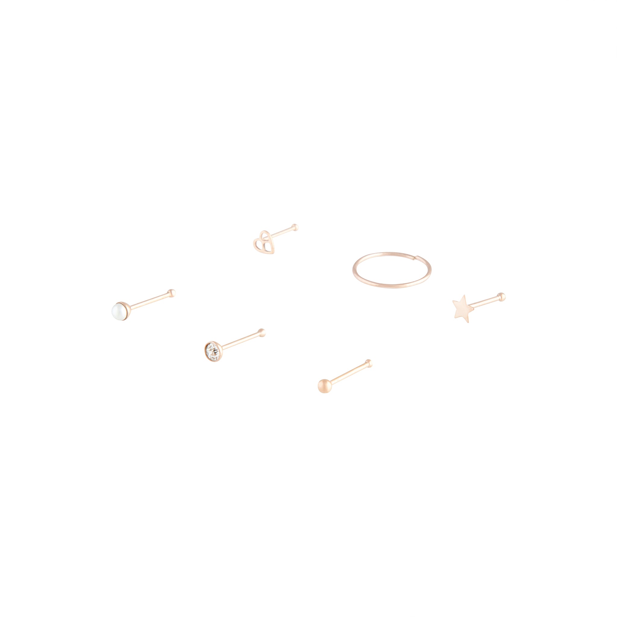 Rose Gold Pearl Motif Nose 6 Pack