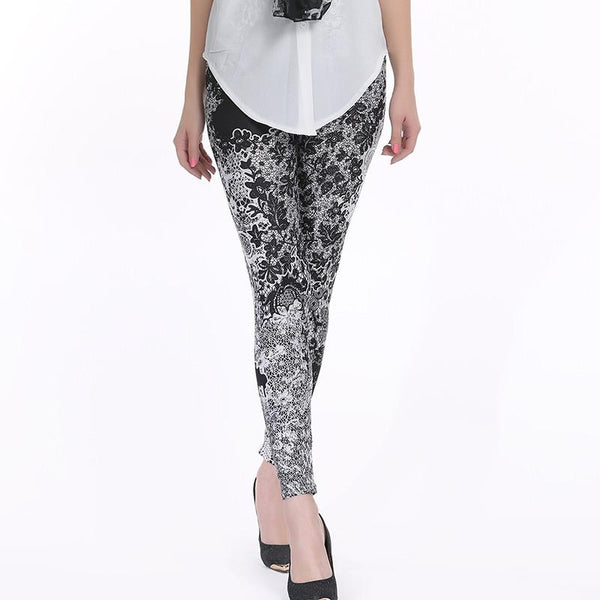 black and white flower leggings