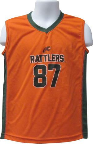 orange and green basketball jersey