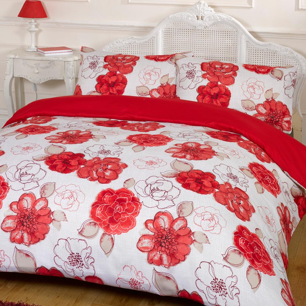 Textiles Duvet Quilt Cover Pillow Case Naomi Red Double