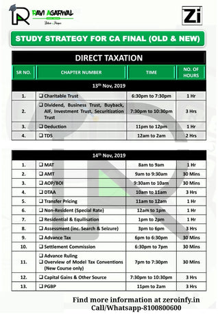 Study Plan of DT for CA Final New/Old Syllabus