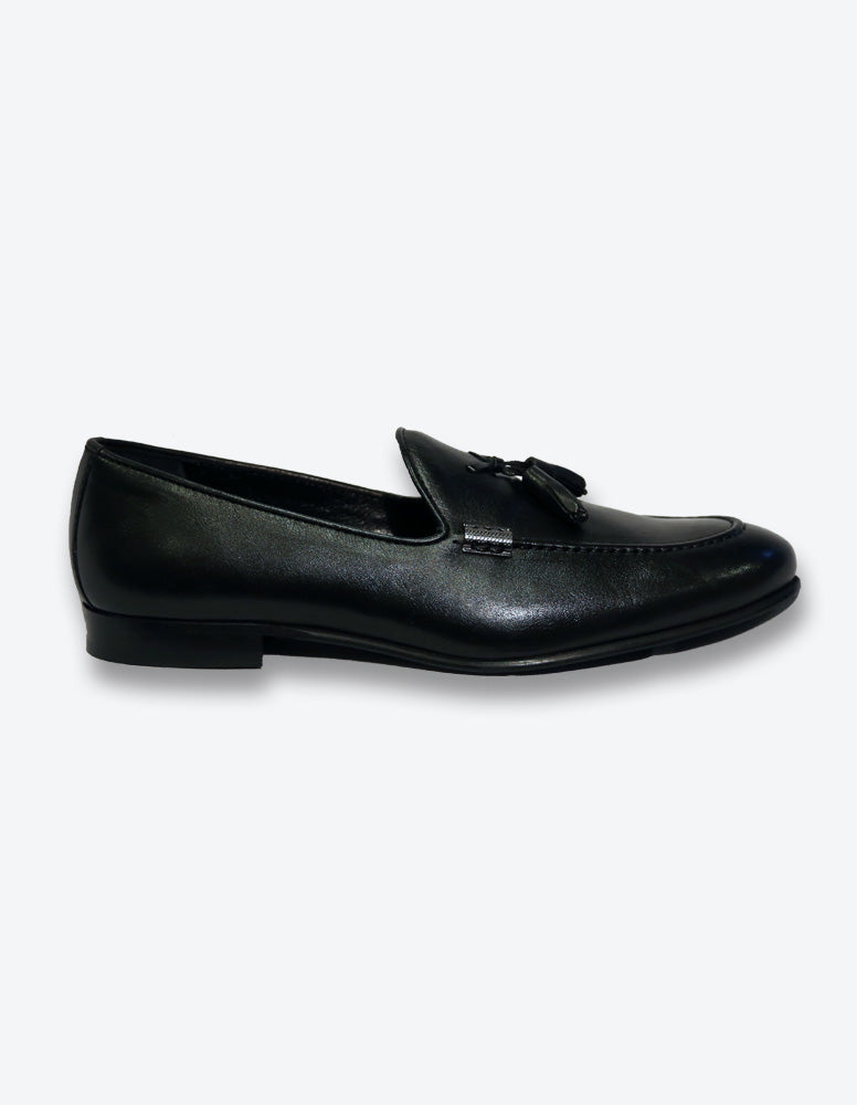 black tassel loafers