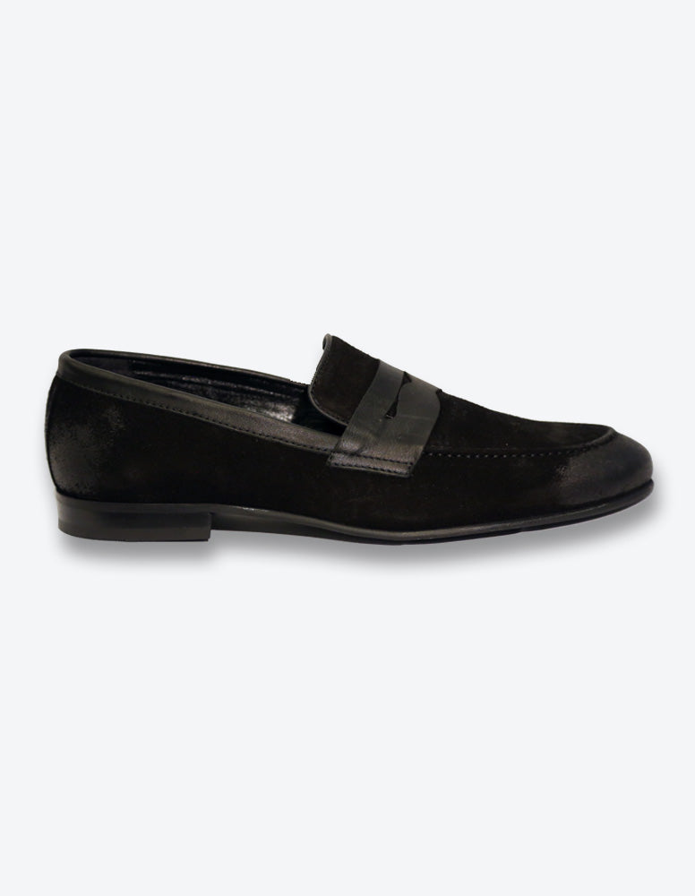 black suede loafers