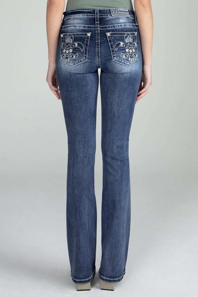 americana fleur de lis bootcut design