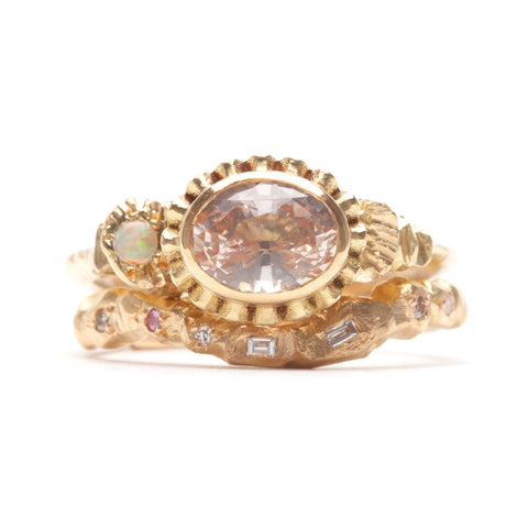Sapphire, diamond and opal ring.