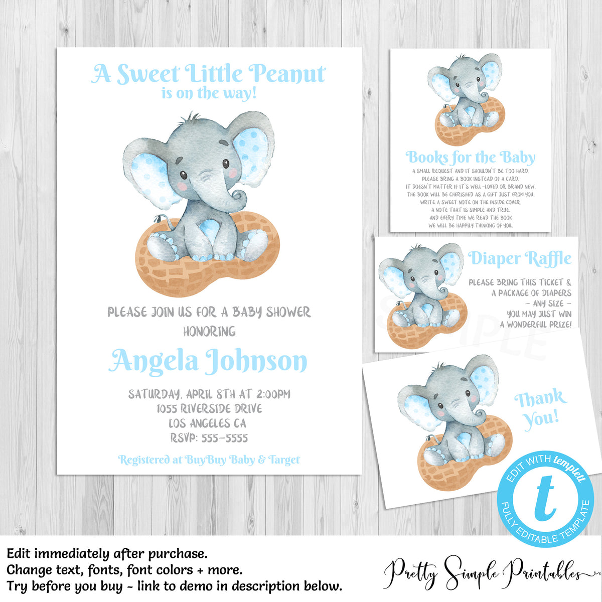 elephant baby shower invitations printable free