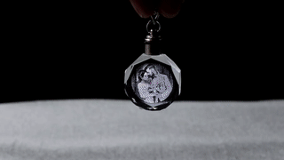 LASER ENGRAVED CRYSTAL GLASS KEY CHAIN