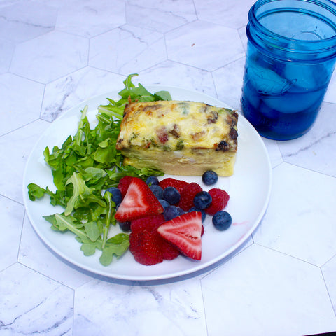 Finished Quiche (not sliced) with sides