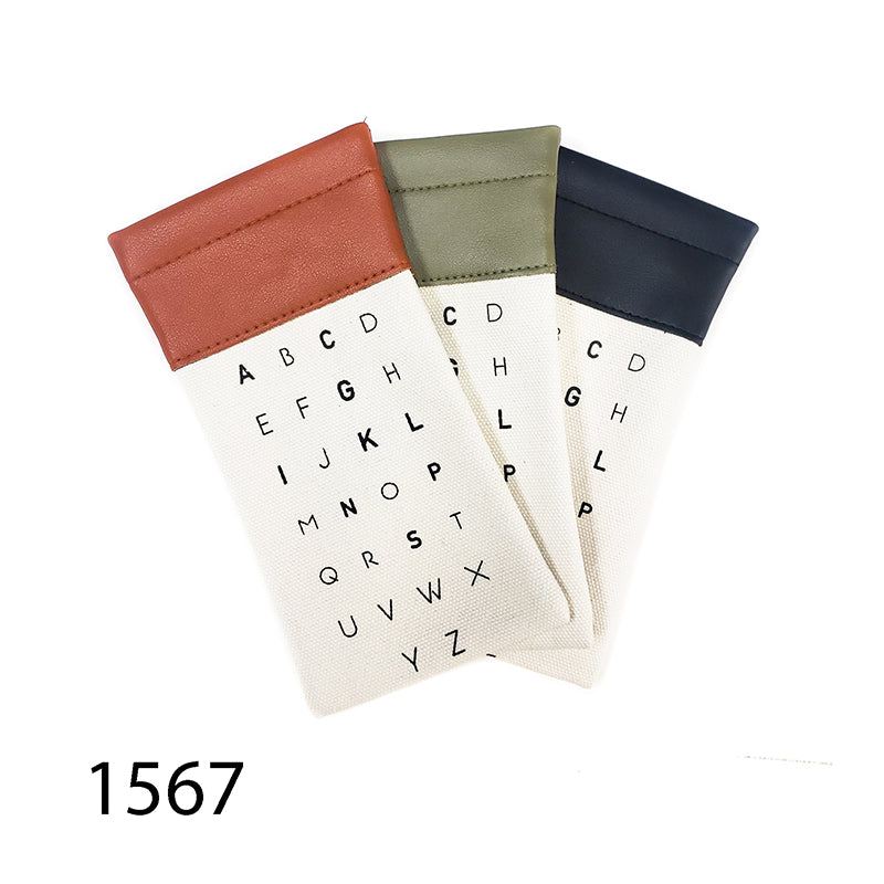 Pack of 12: Canvas with Leather Top Sunglasses Pouches