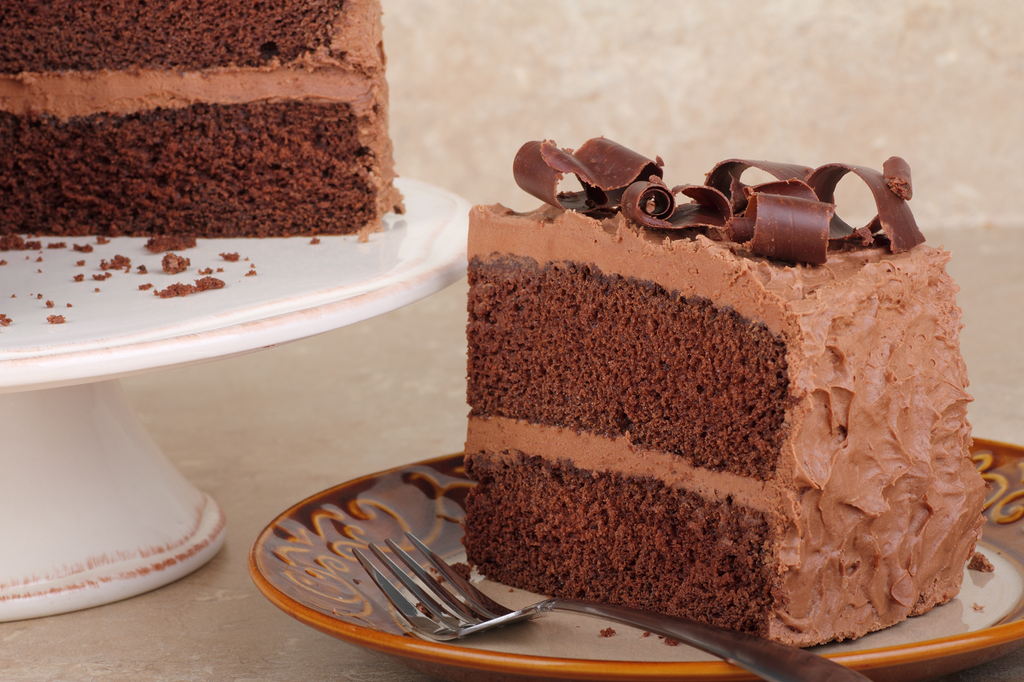 2 layer chocolate cake with chocolate frosting