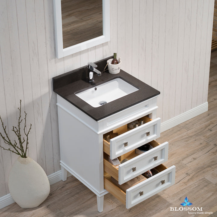 Bordeaux 24 Vanity Set With Mirror And Mocha Woodland Quartz