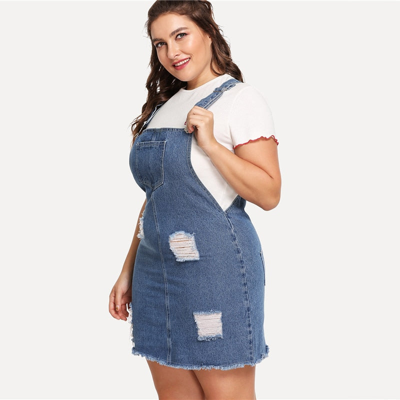 plus size denim overalls dress