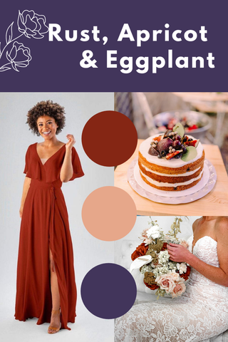 Rust, apricot and eggplant wedding palette