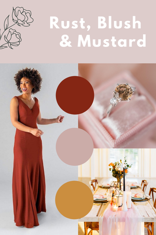 Rust, blush and mustard wedding palette