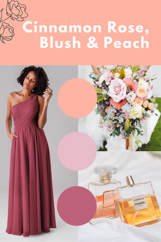 Cinnamon rose, blush and peach wedding palette