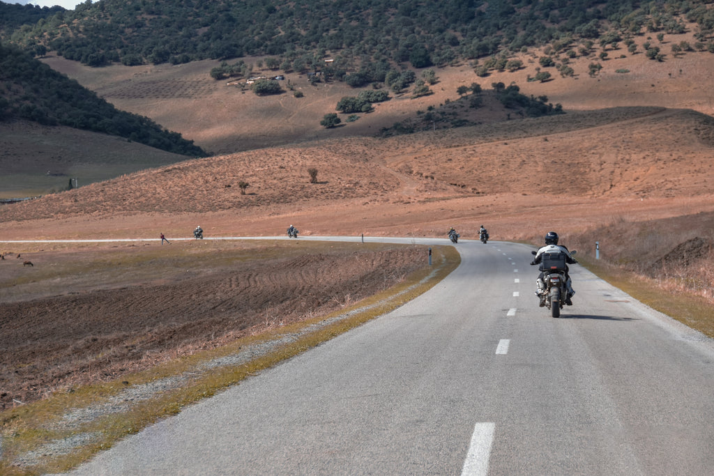 Motorcycle Riding Down Highway