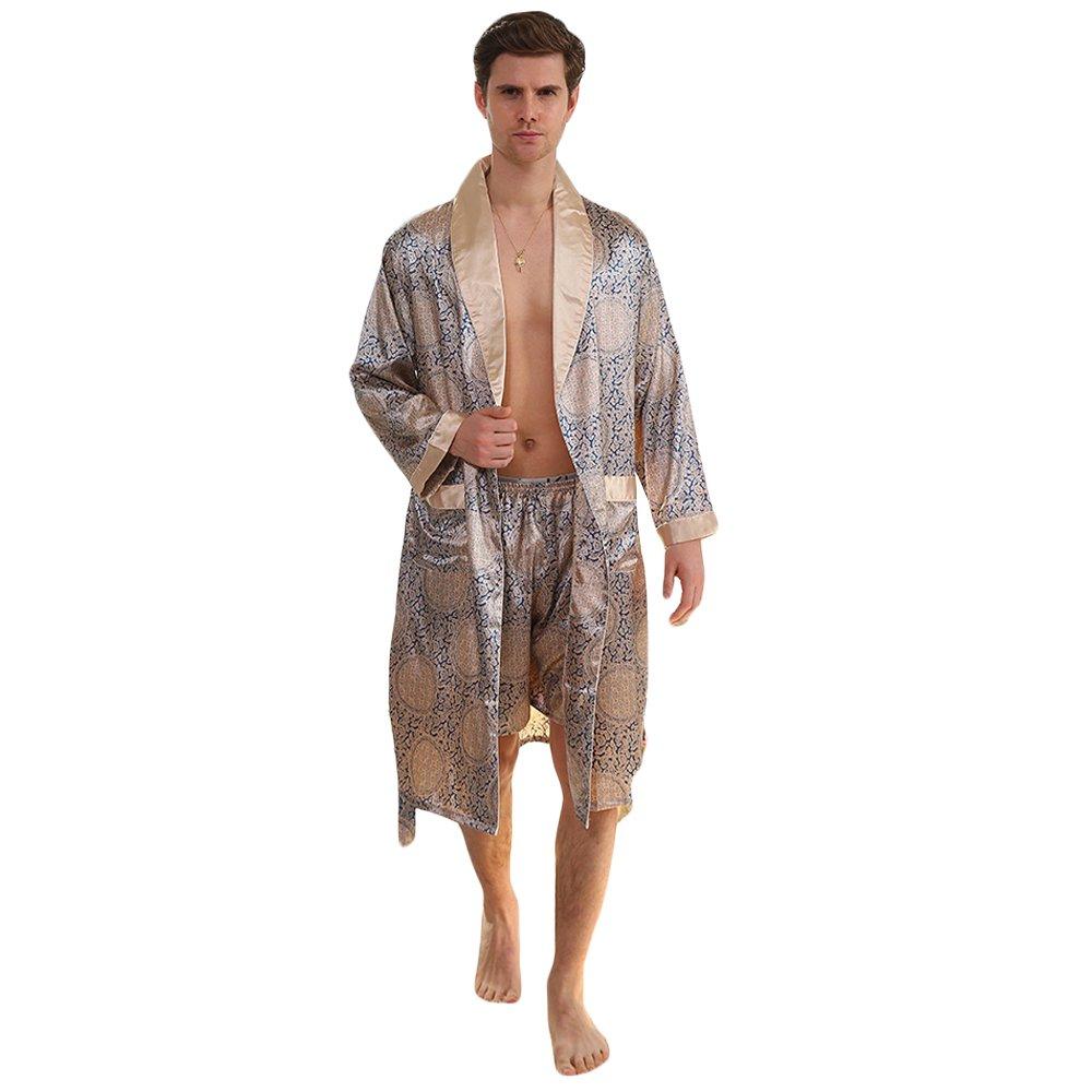 men's silk robe and boxer set