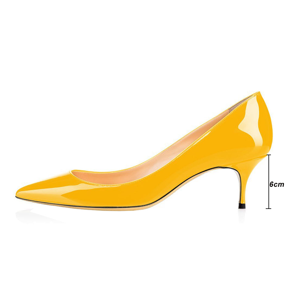 yellow kitten heel pumps