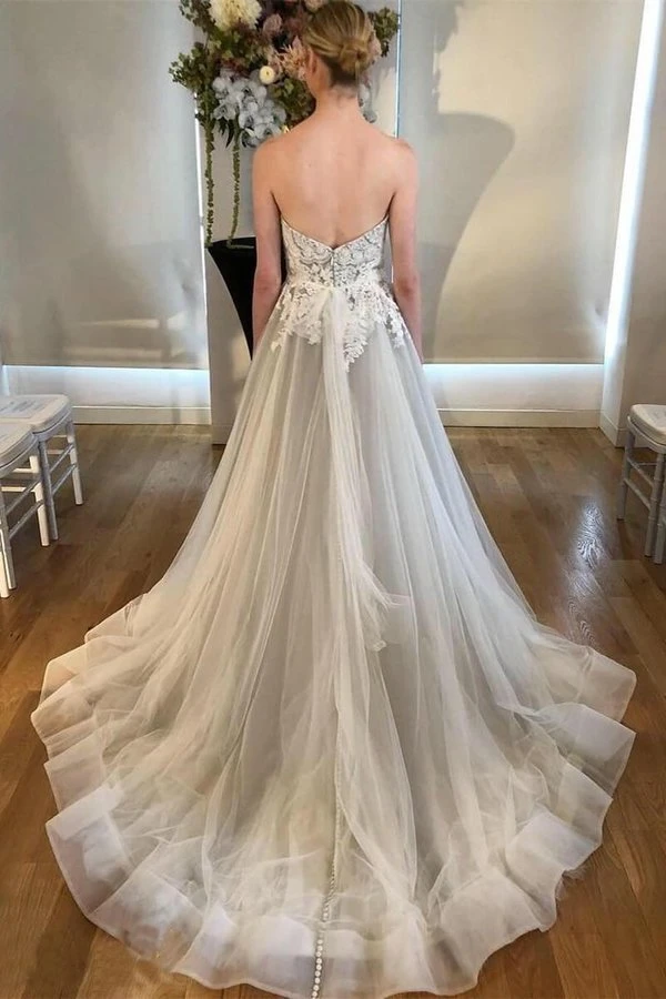 grey lace wedding dress