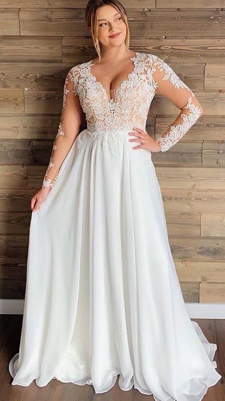 lace chiffon wedding dress