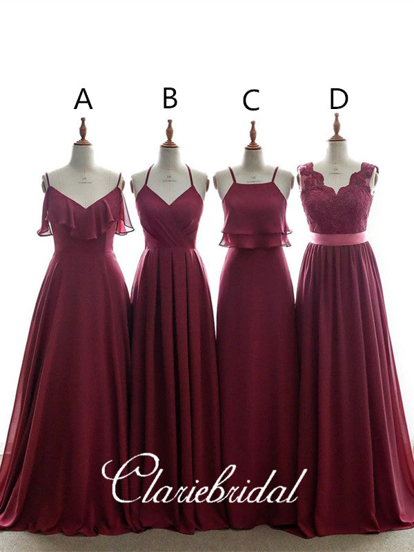 mismatched burgundy bridesmaid dresses