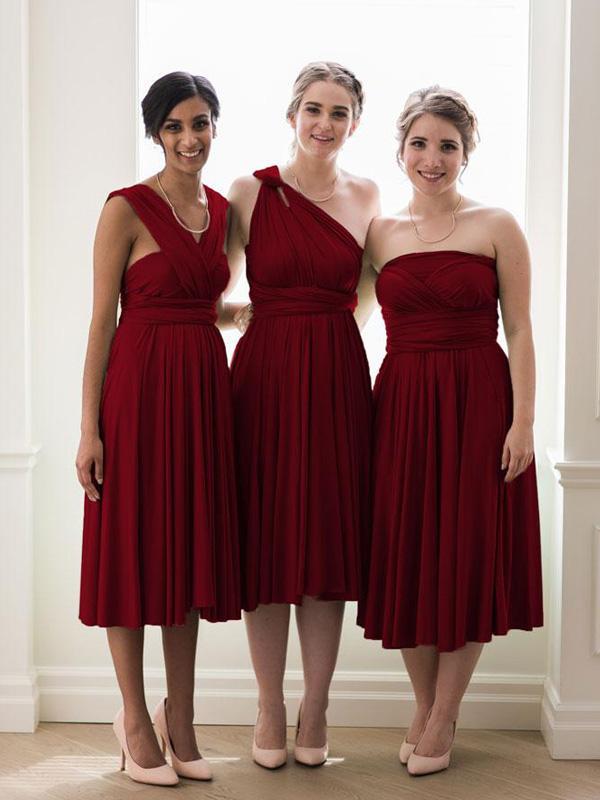 red short bridesmaid dresses