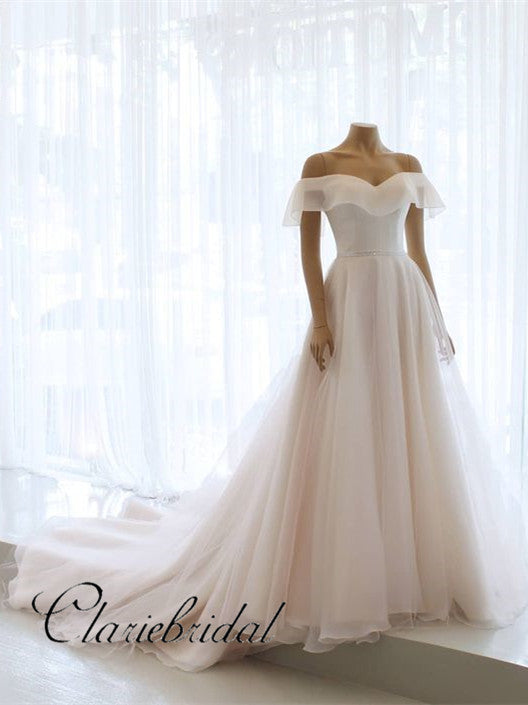 simple off shoulder wedding gown