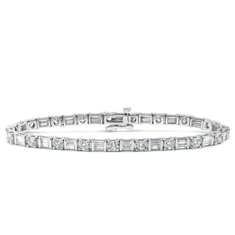 round and baguette diamond tennis bracelet