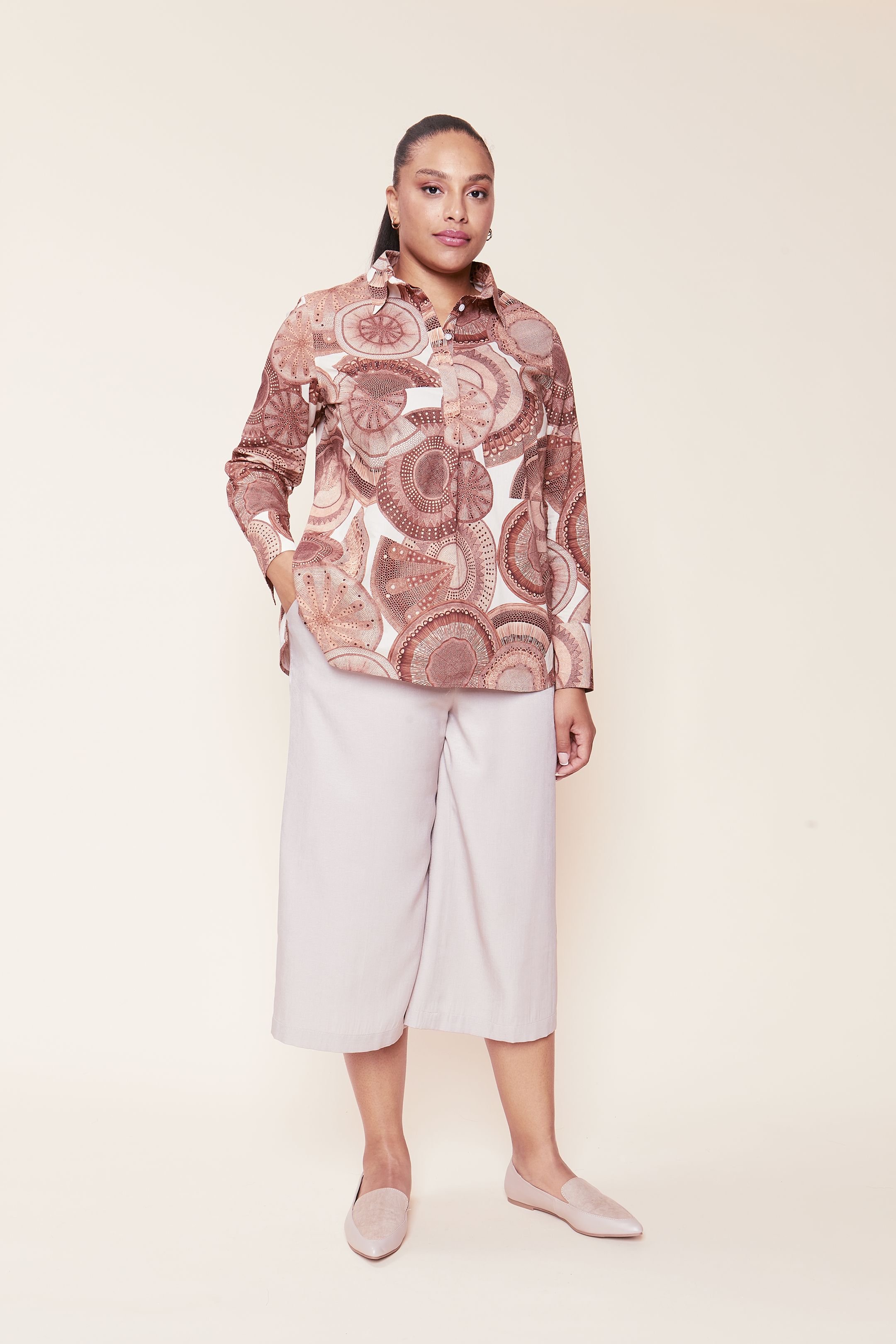 Brown Microscopic Flora Cotton Shirt