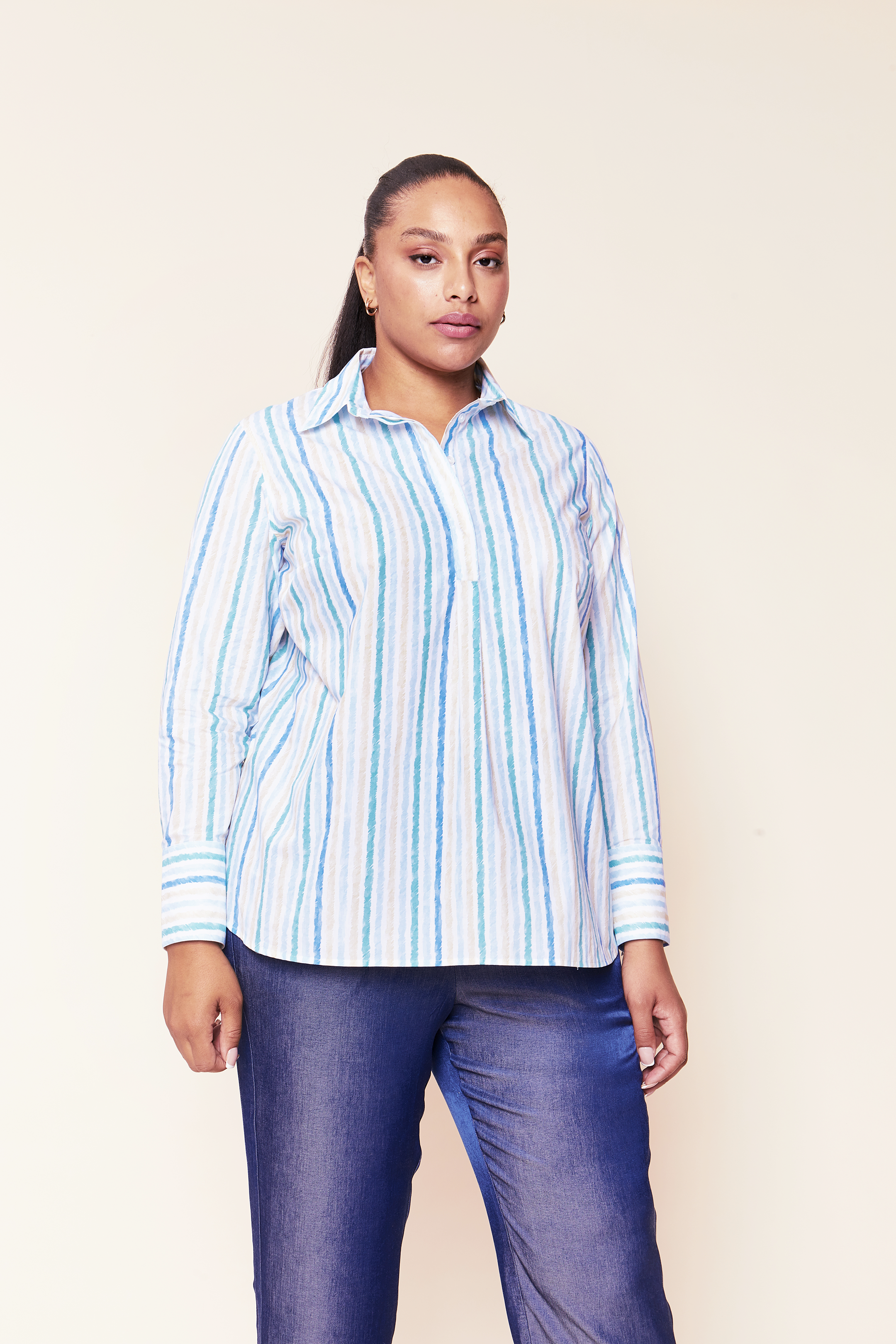 Striped Cotton-poplin Shirt in Blue