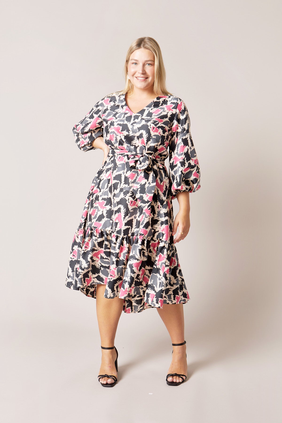 Art Print Silk Midi Dress