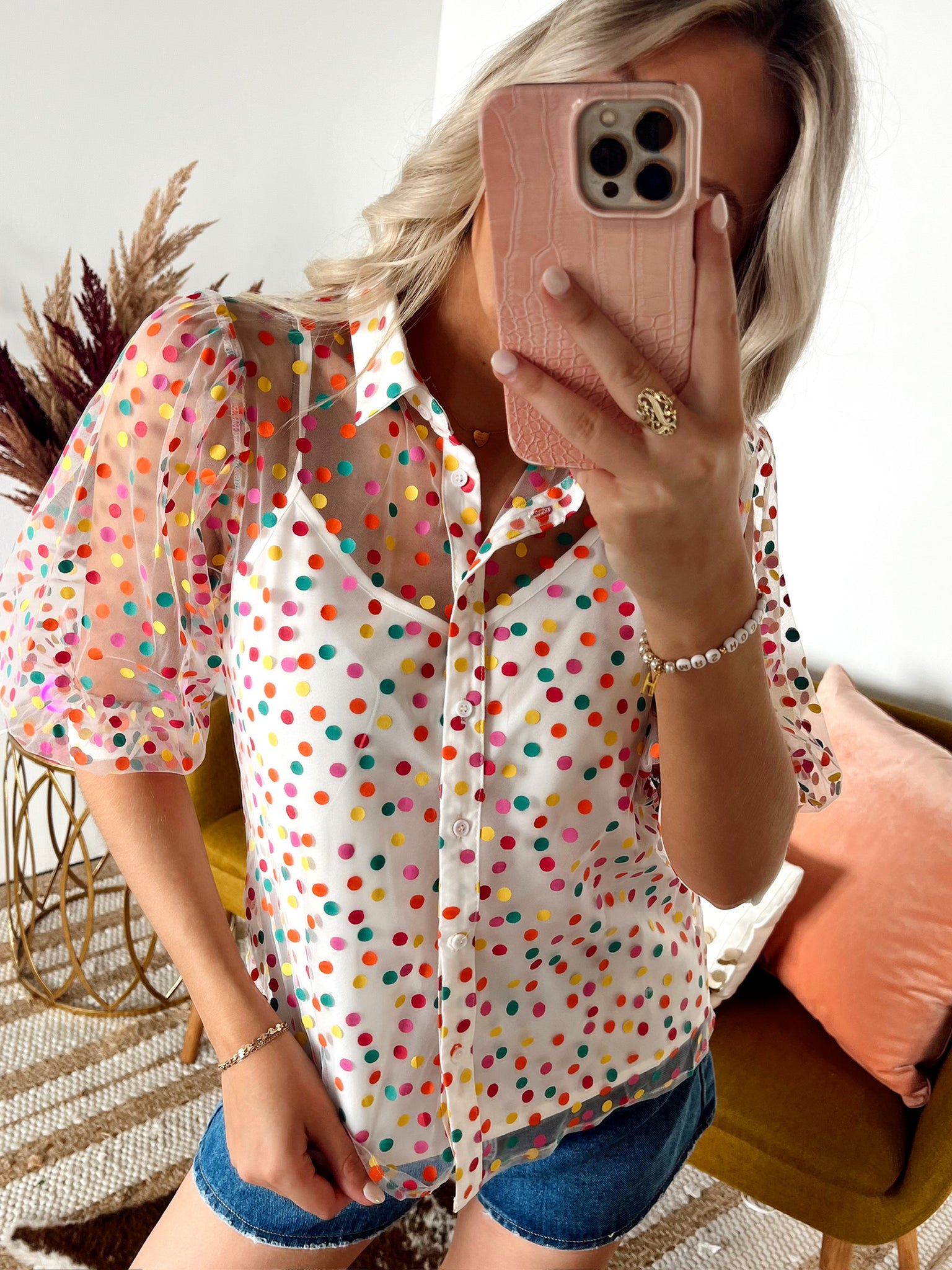 Raining Confetti Sheer Blouse