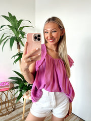 Ultraviolet Ruffle Top