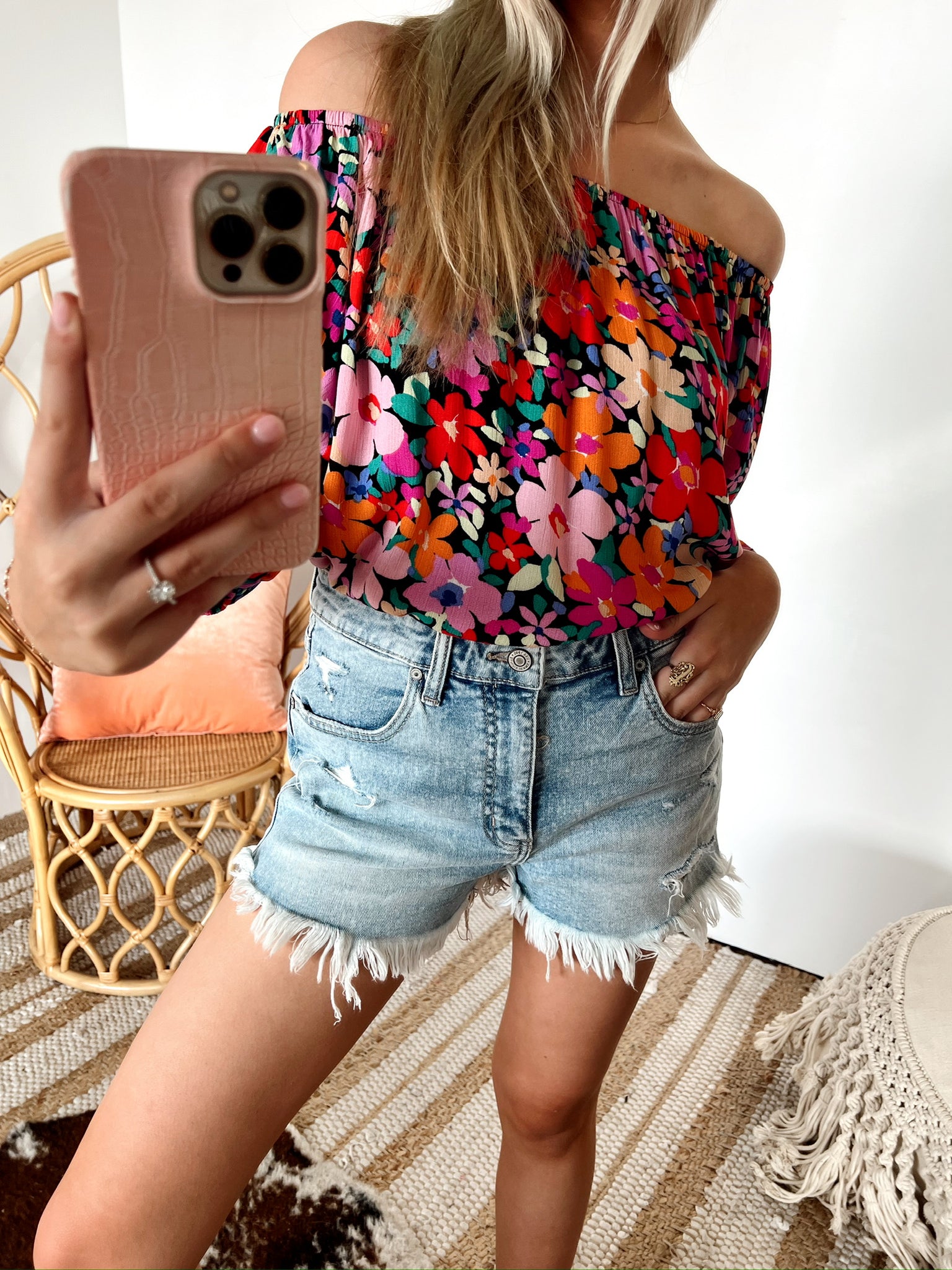 Cecilia Frayed Denim Shorts