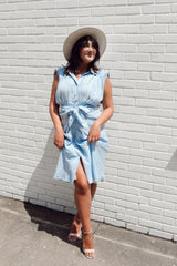 SIZE SMALL Juni Button Down Midi Dress