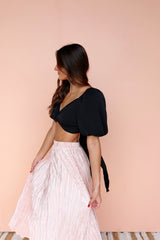 SIZE LARGE First Date Pleated Midi Skirt