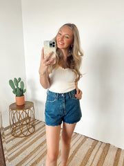 SIZE LARGE Kalen High Rise Denim Shorts